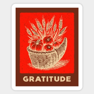 Gratitude Cornucopia - Vintage Thanksgiving Horn of Plenty Art Sticker